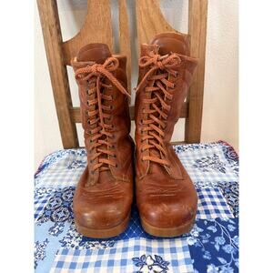 Vintage Brown Leather Romanian Boots Estimated 
 size 8-8.5